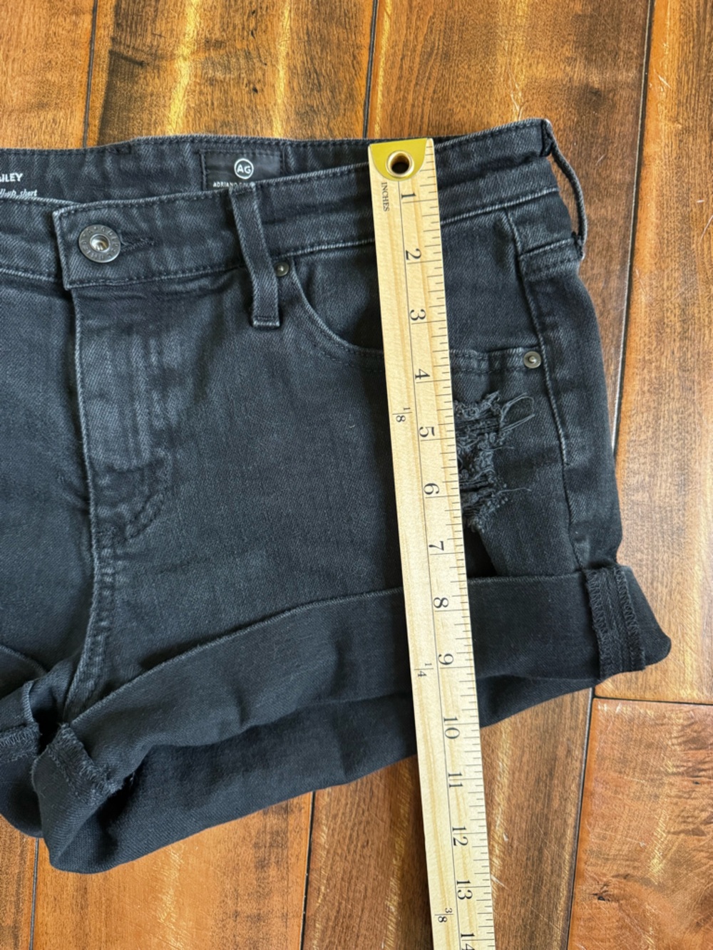 ag hailey boyfriend denim shorts distressed raw hem black - Picture 9 of 10